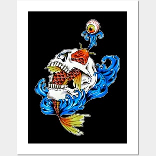 Fish through Skull Posters and Art